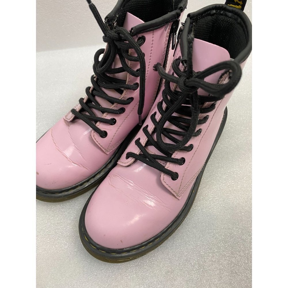 Dr. Martens Pink patent Leather Ankle Boots 1460J Youth size 2 Zip Lace Barbie - Picture 10 of 15